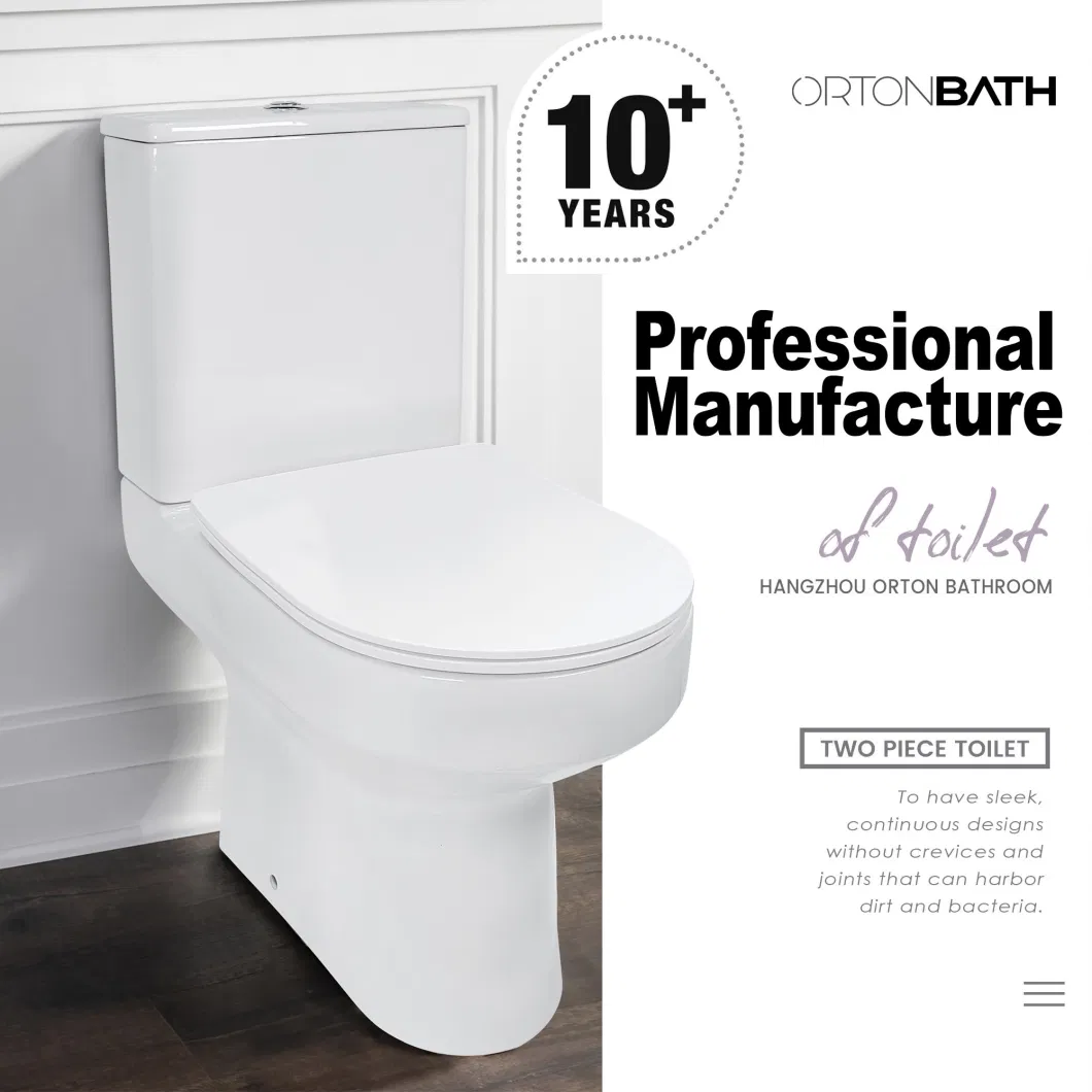 Ortonbath Dual Flush Toilet, UF Soft Closing Seat, Toilets for Bathrooms Comfort Height Oval Ceramic Two Piece Toilet