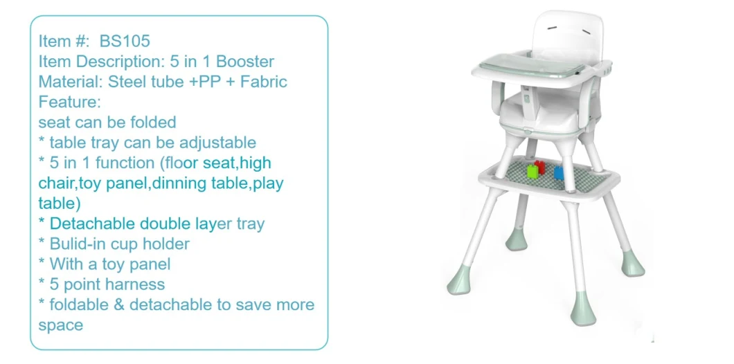 Multi-Function Baby Plastic Travel Booster Chair Portable Baby Feeding Adjustable Booster Seat
