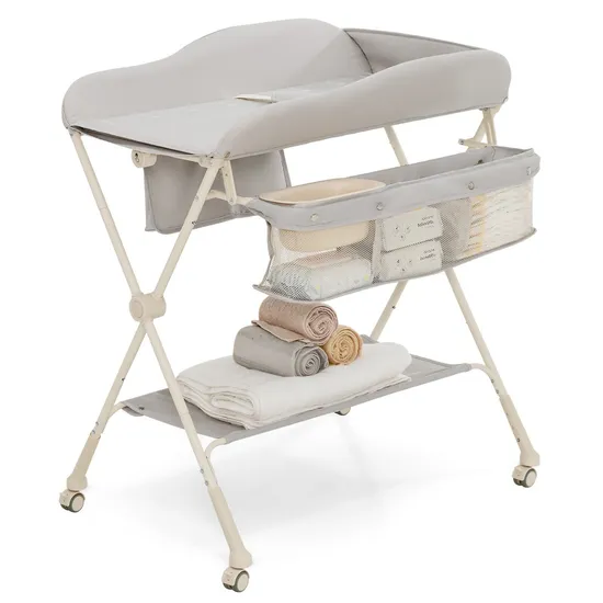 Innovation Folding Newborn Nursery Organizer Wheel Water Basin Baby Diaper Changing Table 