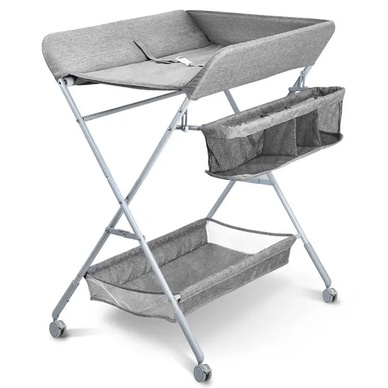 Baby Diaper Changing Table with Storage Portable Folding Diaper Station Infant Nursery Organizer Movable Nursery Pad 