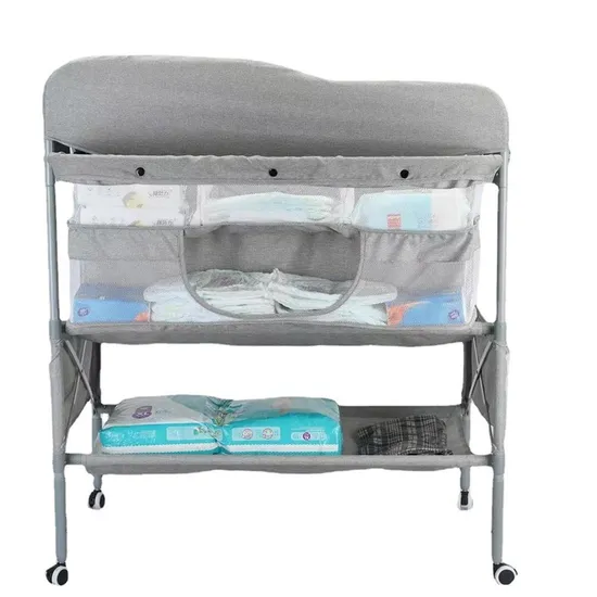 Foldable Baby Nursing Diaper Table Folding Portable Changing Station Table with Wheels 